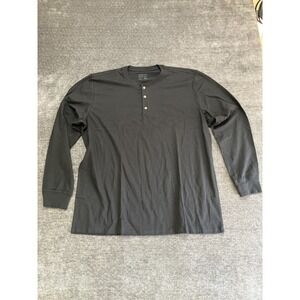 Fresh Clean Threads T-Shirt Mens 2XL Black Soft Knit Cotton Casual Henley Neck